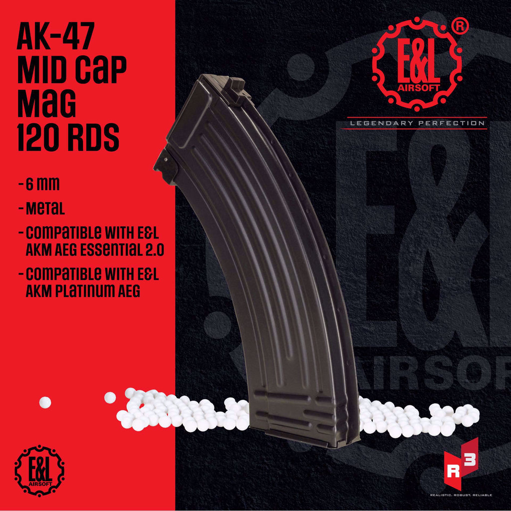 E&L 47 MID CAP METAL MAG-120 RDS-BLACK (EL-1101-06-B)