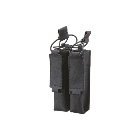 Lancer Tactical:  Laser Cut Double SMG Open Top Magazine Pouch - BLACK