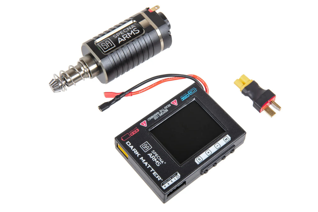 Specna Arms Dark Matter™ Gen.2 brushless motor with programmer (46K RPM) LongAdjustable speed from 10-46k and torque from 10-100%.