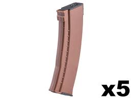 E&L Airsoft  :  ( 5 PACK ) 120 Round Polymer AK-74 Mid-Cap Magazine 5 Pack for AK Series Airsoft AEG Rifles (Color: Bakelite)