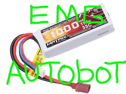 Matrix - 11.1v 1000mAh 35C Stick Type LiPo Battery for EMG "Autobot" Electric Airsoft BB Loader