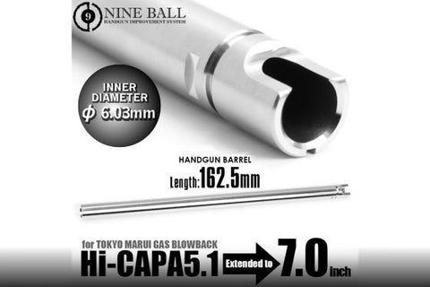 LayLax NINE BALL Hi-CAPA5.1 Handgun Barrel 7" inch Inner Barrel ( 162.5mm ) 6.03 ID
