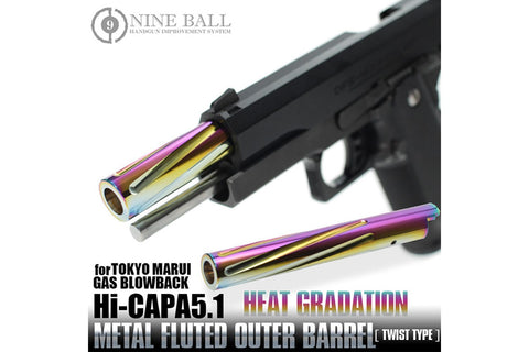 LayLax NINE BALL Hi-Capa 5.1 "Fixed" Aluminum Fluted Outer Barrel (Heat Gradation)