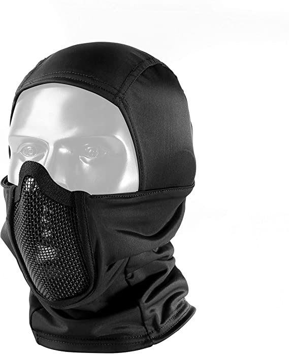 Shadowfighter ( Warrior ) Hood - CLOTH BALACLAVA w/ MESH FONT BB SHIELD