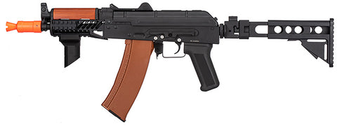 Double Bell AK74U AEG Airsoft Rifle w/ Retractable Folding Stock (BLACK / WOOD)
