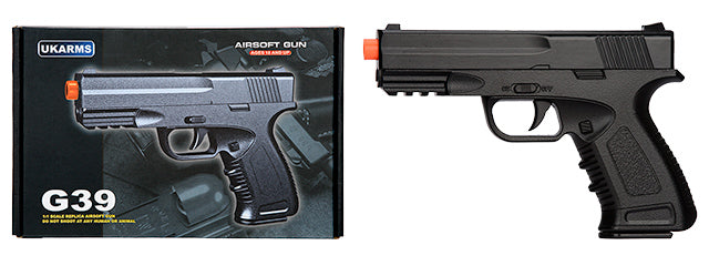UKARMS G39  AIRSOFT SPRING METAL COMPACT TRAINING PISTOL W/ SAFETY (BLACK)