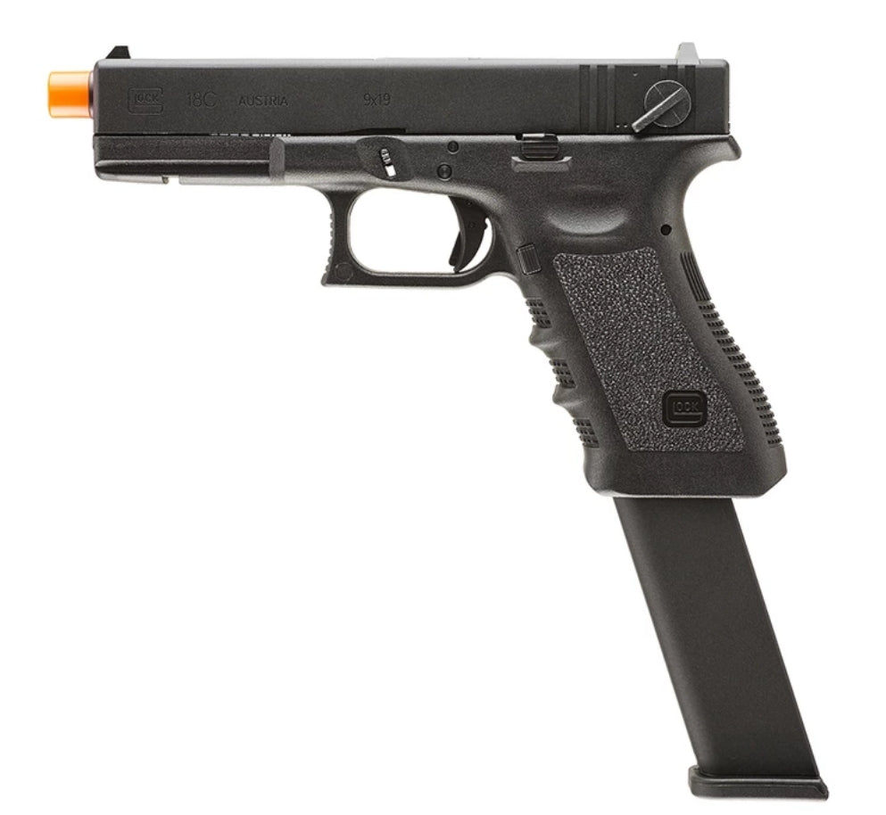 Elite Force Fully Licensed GLOCK 18C Select Fire Semi / Full Auto Gas Blowback Airsoft Pistol w/ Extended Mag (Type: Green Gas / Black)