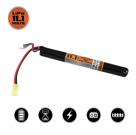 Valken LiPo 11.1V 1000mAh 30C Narrow Stick Airsoft Battery (Small Tamiya)