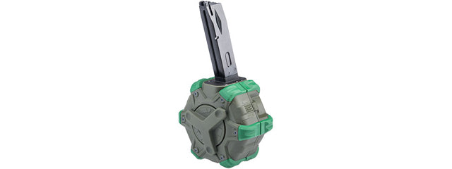 WE Tech Drum Magazine for M9 Gas Blowback Airsoft Pistols (Color: OD Green)