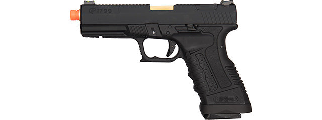 WE-TECH GP1799 T1 Gas Blowback Airsoft Pistol - BLACK / GOLD BARREL