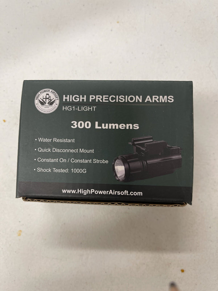 High Powered Airsoft - HIGH PRECISION ARMS PISTOL FLASHLIGHT 300 LUMENS w/ STROBE