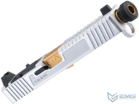 EMG/Salient Arms International Tier One CNC Slide Kit for Elite Force GLOCK 17 Gen 4 Gas Blowback Pistols (Model: RMR Cut / Silver / Gold Barrel)