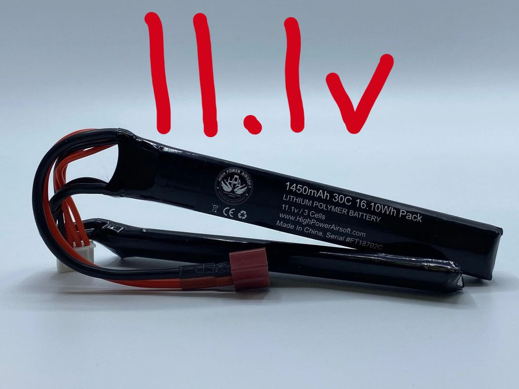 High Powered Airsoft 11.1V NUNCHUCK 1450 MAH 30/50C BURST LIPO BATTERY